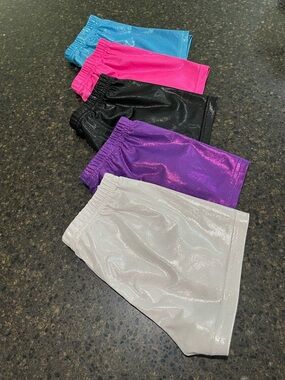 BUNDLE SET LOT Gymnastic Dance Pink Purple Black Little Girls Stretch Shorts